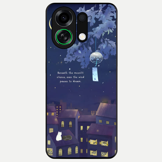  Moonlit Cat Silence Glass Case For Oppo K13 Turbo back cover – full design glossy printed glass finish