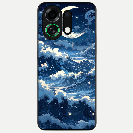  Ocean Moon Waves Glass Case For Oppo K13 Turbo back cover – full design glossy printed glass finish