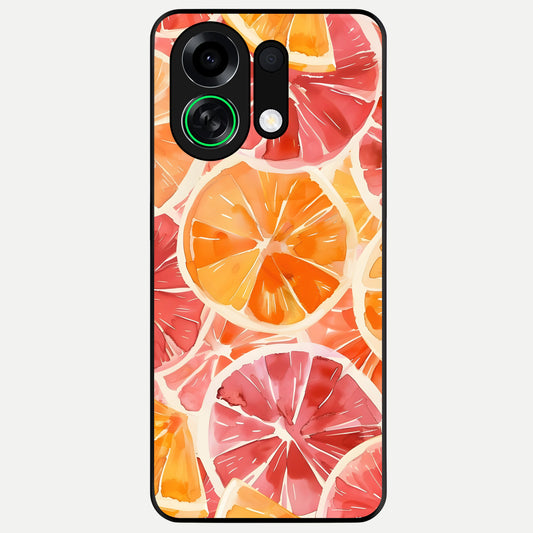  Orange Fruits Pattern Glass Case For Oppo K13 Turbo back cover – full design glossy printed glass finish