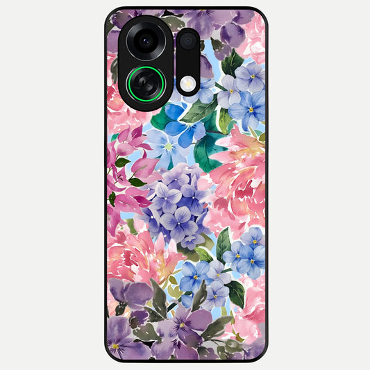  Pastel Floral Mix Glass Case For Oppo K13 Turbo back cover – full design glossy printed glass finish