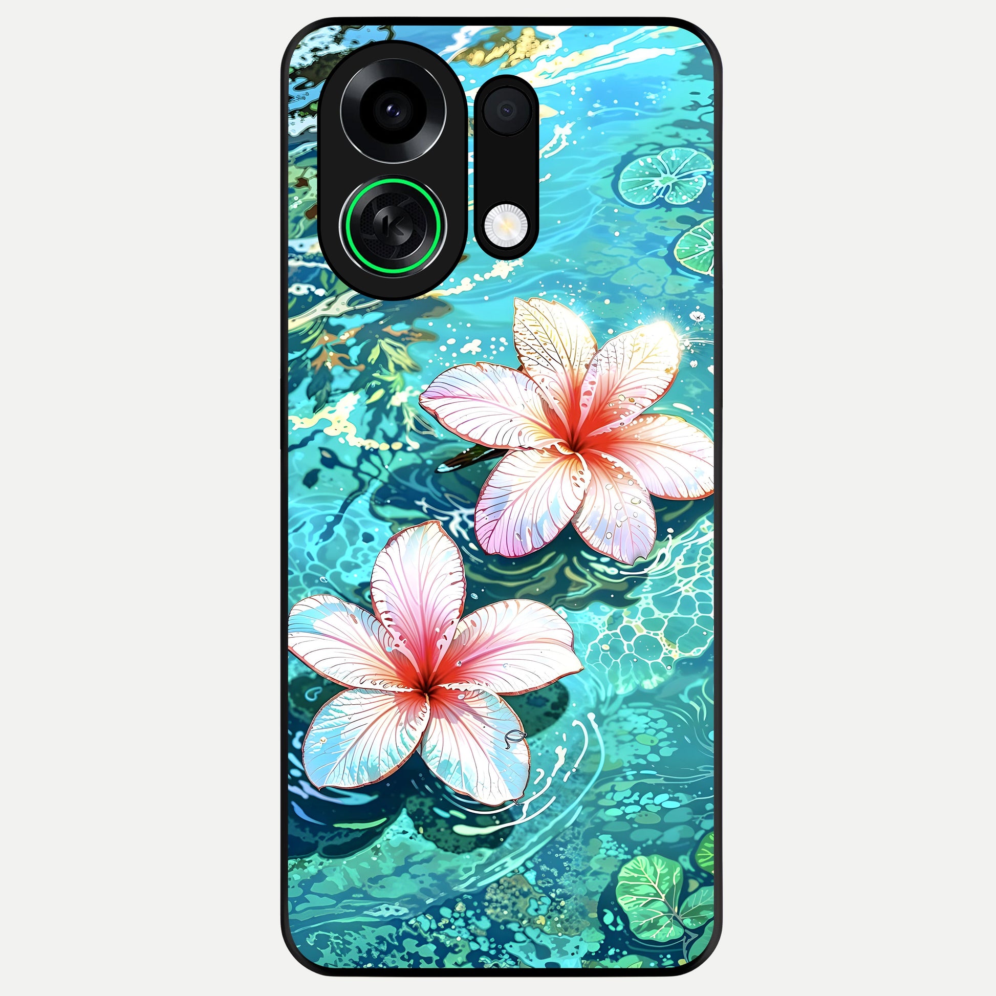  Pink Flowers in Water Glass Case For Oppo K13 Turbo back cover – full design glossy printed glass finish