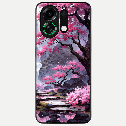  Pink Sunflower Glow Glass Case For Oppo K13 Turbo back cover – full design glossy printed glass finish