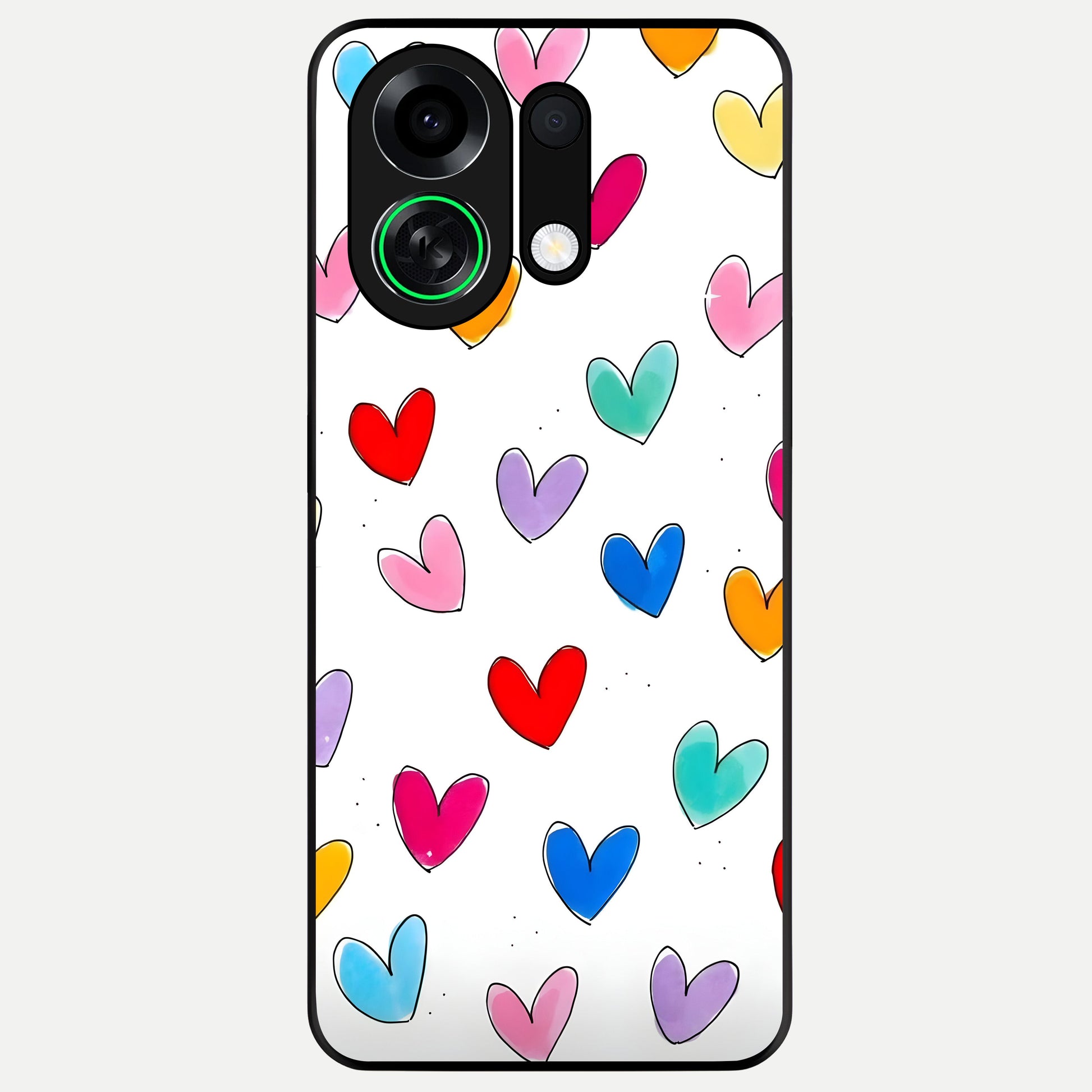  Playful Love Doodles Glass Case For Oppo K13 Turbo back cover – full design glossy printed glass finish
