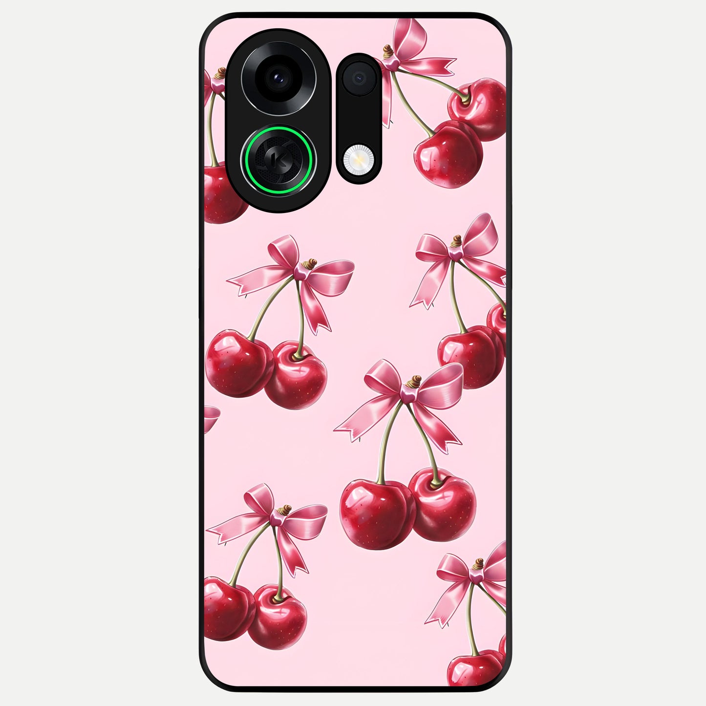  Red Cherries Pattern Glass Case For Oppo K13 Turbo back cover – full design glossy printed glass finish