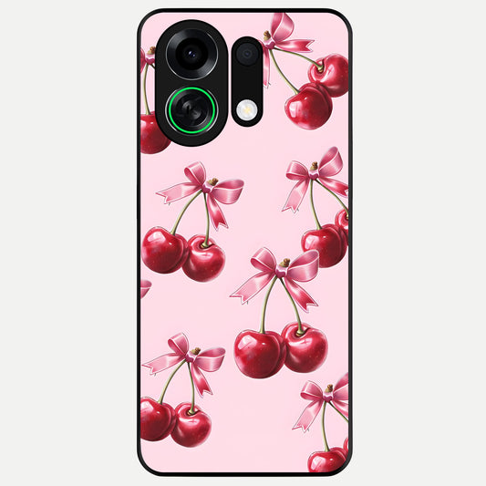  Red Cherries Pattern Glass Case For Oppo K13 Turbo back cover – full design glossy printed glass finish