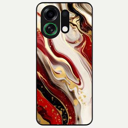  Red And White Marble Glass Case For Oppo K13 Turbo back cover – full design glossy printed glass finish