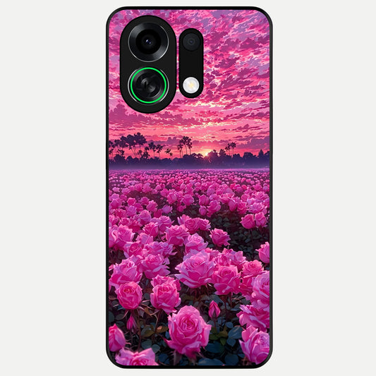  Rose Sunset Valley Glass Case For Oppo K13 Turbo back cover – full design glossy printed glass finish
