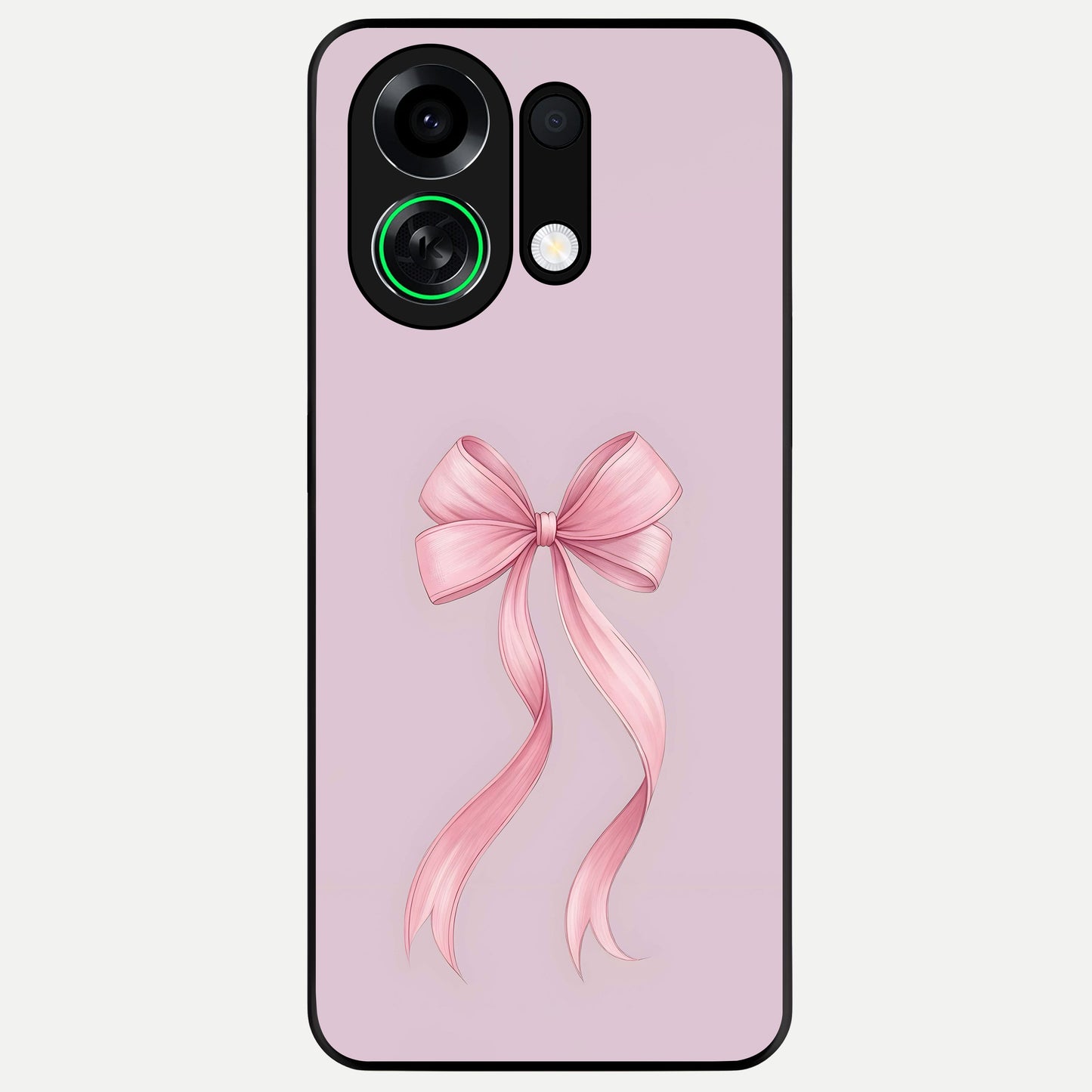  Soft Blush Bow Glass Case For Oppo K13 Turbo back cover – full design glossy printed glass finish