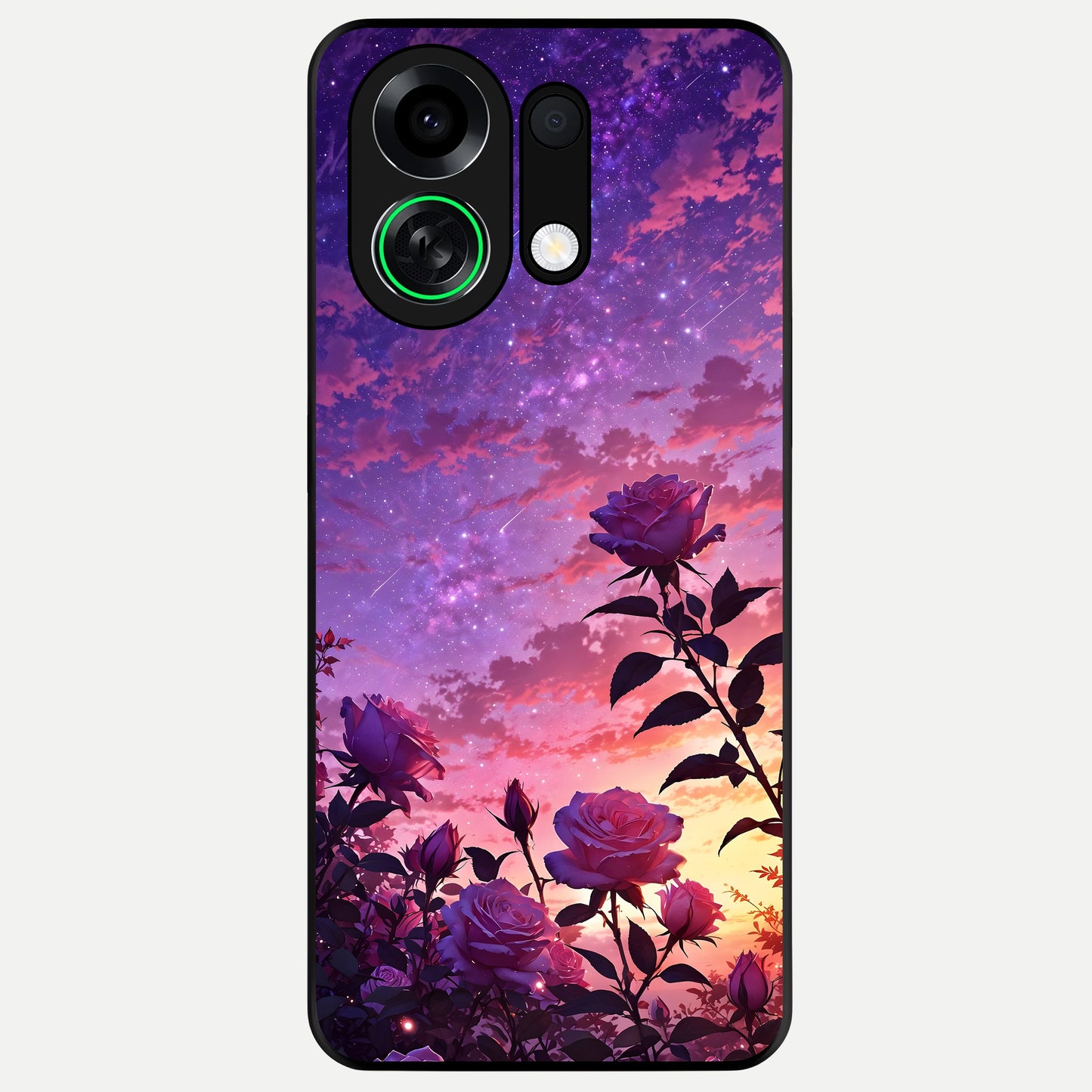  Starlit Rose Twilight Glass Case For Oppo K13 Turbo back cover – full design glossy printed glass finish