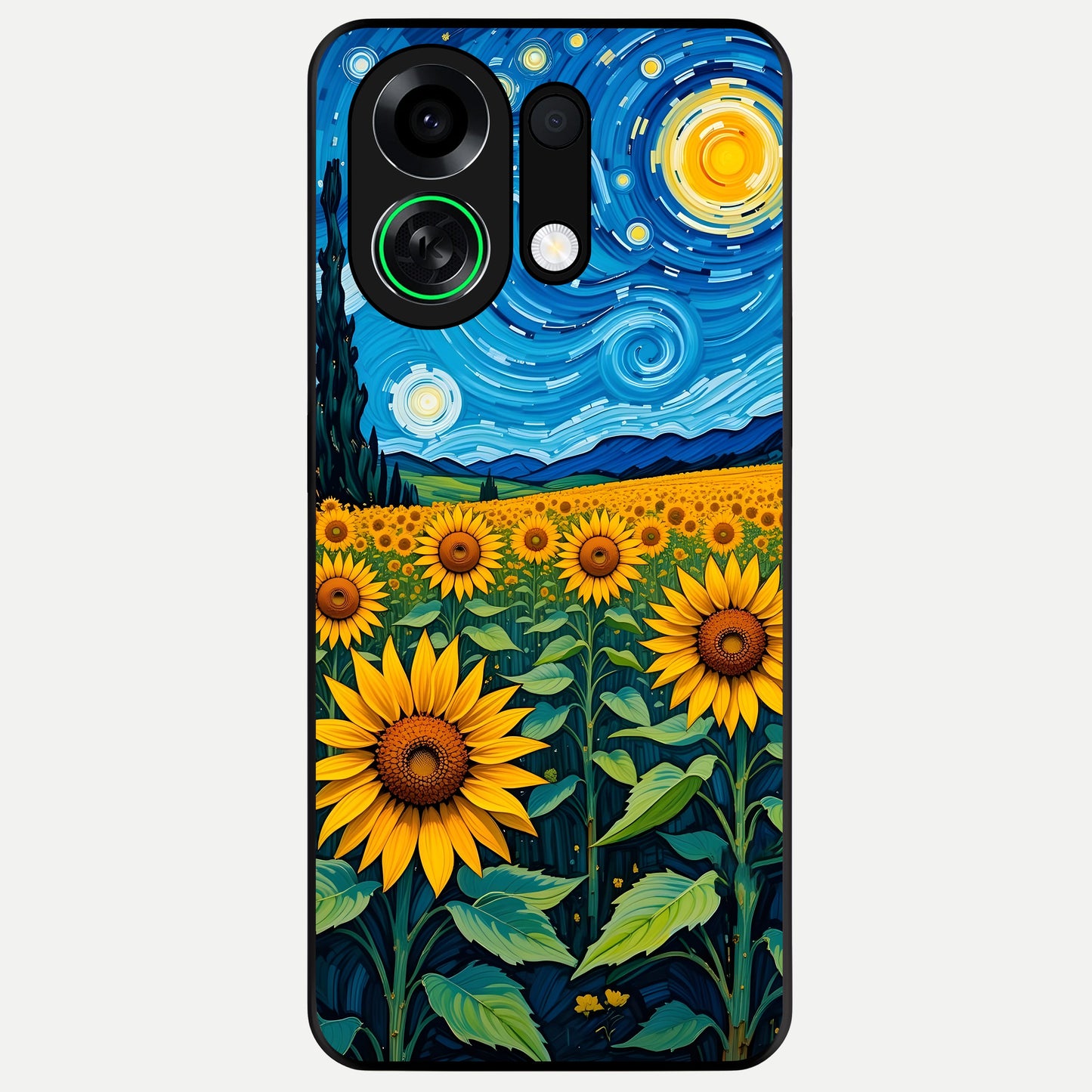  Starry Sunflower Dreams Glass Case For Oppo K13 Turbo back cover – full design glossy printed glass finish