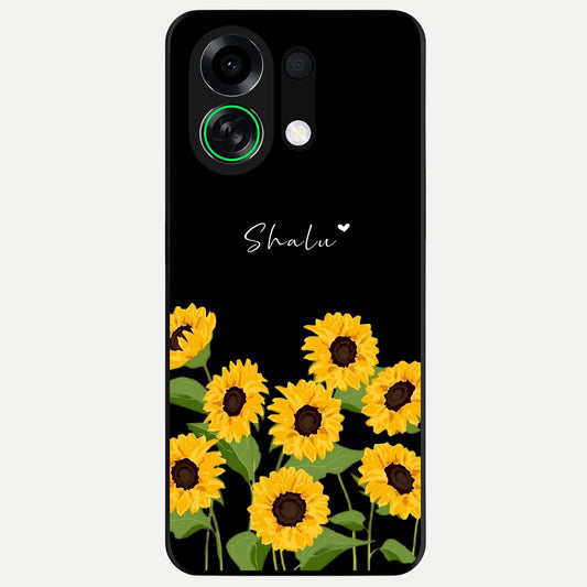 Sunflower Sky Bloom Glass Case For Oppo K13 Turbo back cover – full design glossy printed glass finish