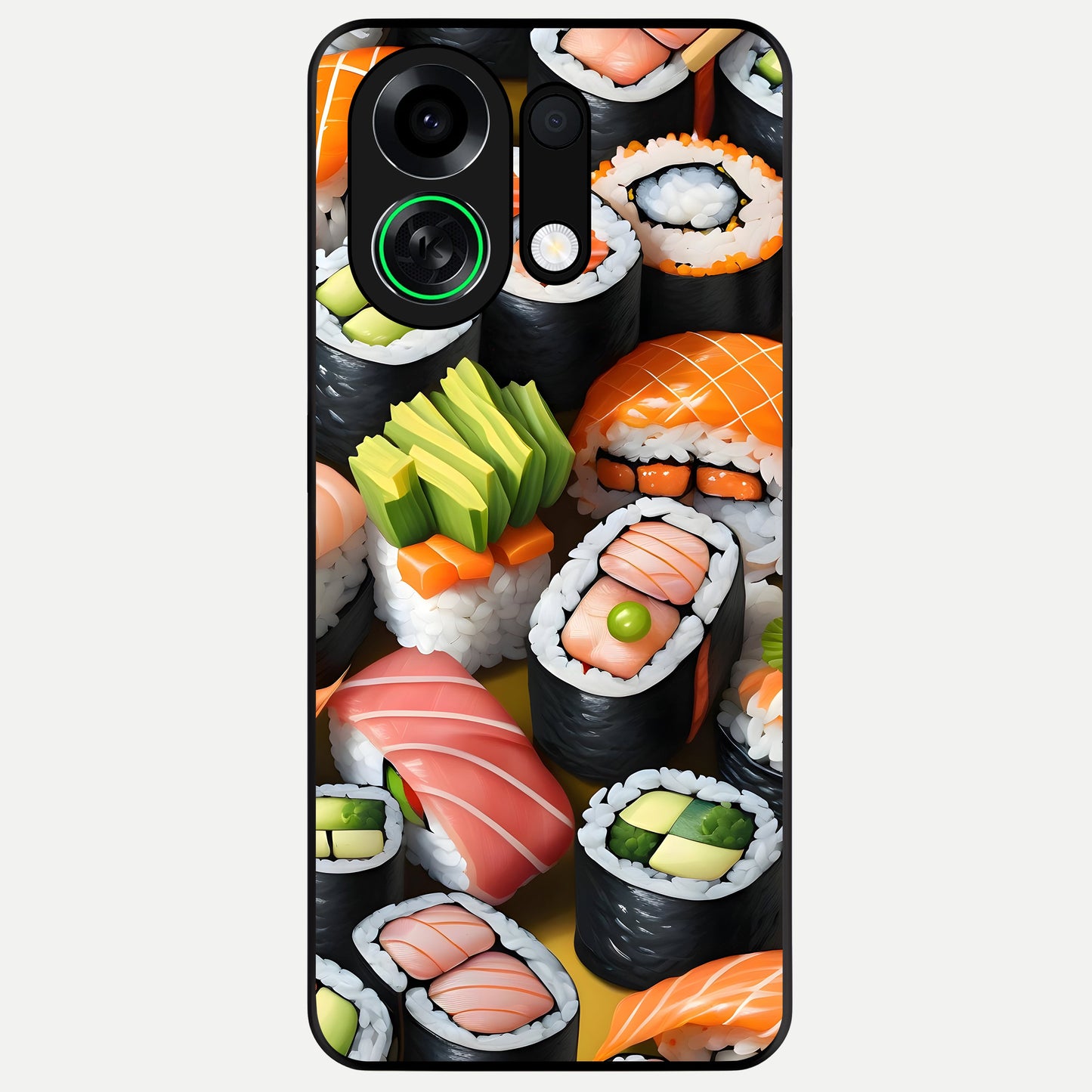  Sushi Food Pattern Glass Case For Oppo K13 Turbo back cover – full design glossy printed glass finish