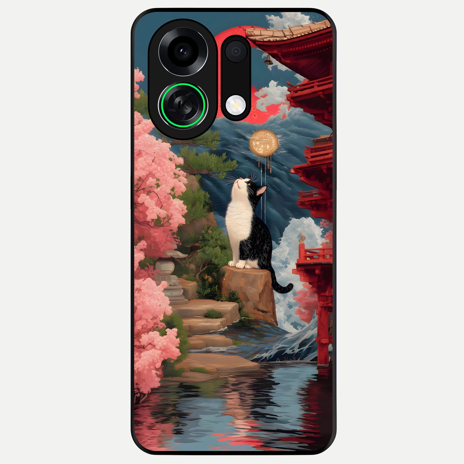  Temple Cat Scenery Glass Case For Oppo K13 Turbo back cover – full design glossy printed glass finish