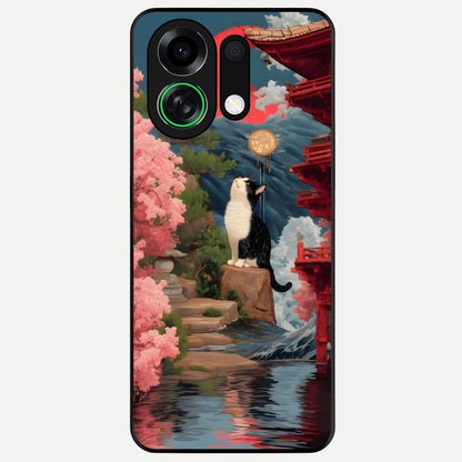  Temple Cat Scenery Glass Case For Oppo K13 Turbo back cover – full design glossy printed glass finish