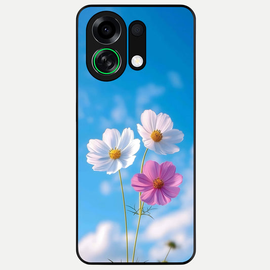  Tripple Flowers With Sky Glass Case For Oppo K13 Turbo back cover – full design glossy printed glass finish