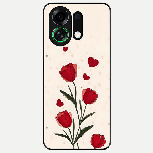  Tulip With Heart Glass Case For Oppo K13 Turbo back cover – full design glossy printed glass finish