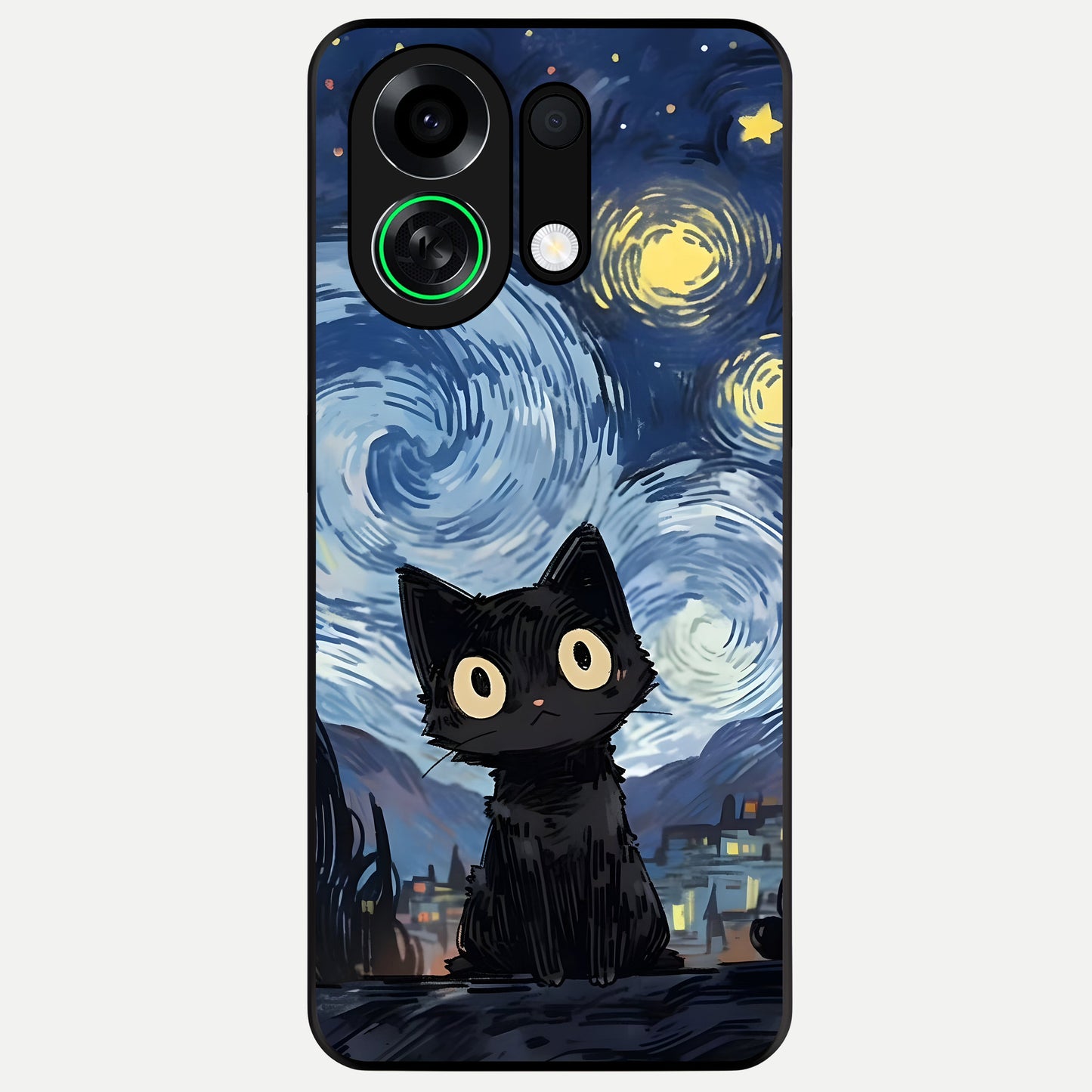  Van Gogh Cat Glass Case For Oppo K13 Turbo back cover – full design glossy printed glass finish