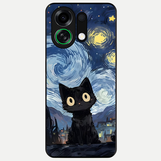  Van Gogh Cat Glass Case For Oppo K13 Turbo back cover – full design glossy printed glass finish