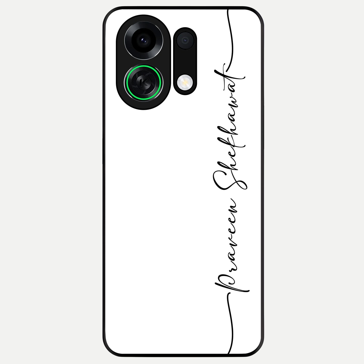  White Tune Custom Name Glass Case For Oppo K13 Turbo back cover – personalized glossy printed glass finish