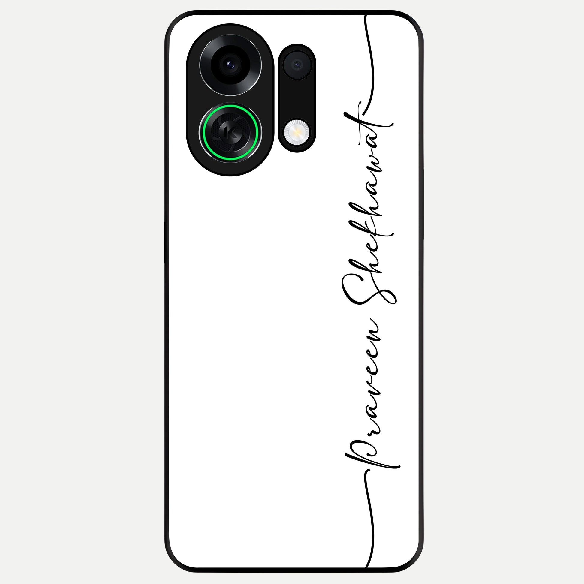  White Tune Custom Name Glass Case For Oppo K13 Turbo back cover – personalized glossy printed glass finish