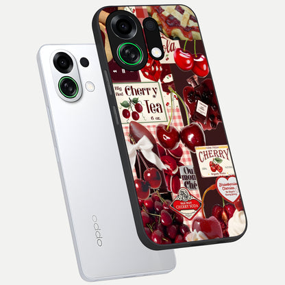  Aesthetic Cherry Tea phone case For Oppo K13 Turbo showing premium glass back cover with detailed artwork