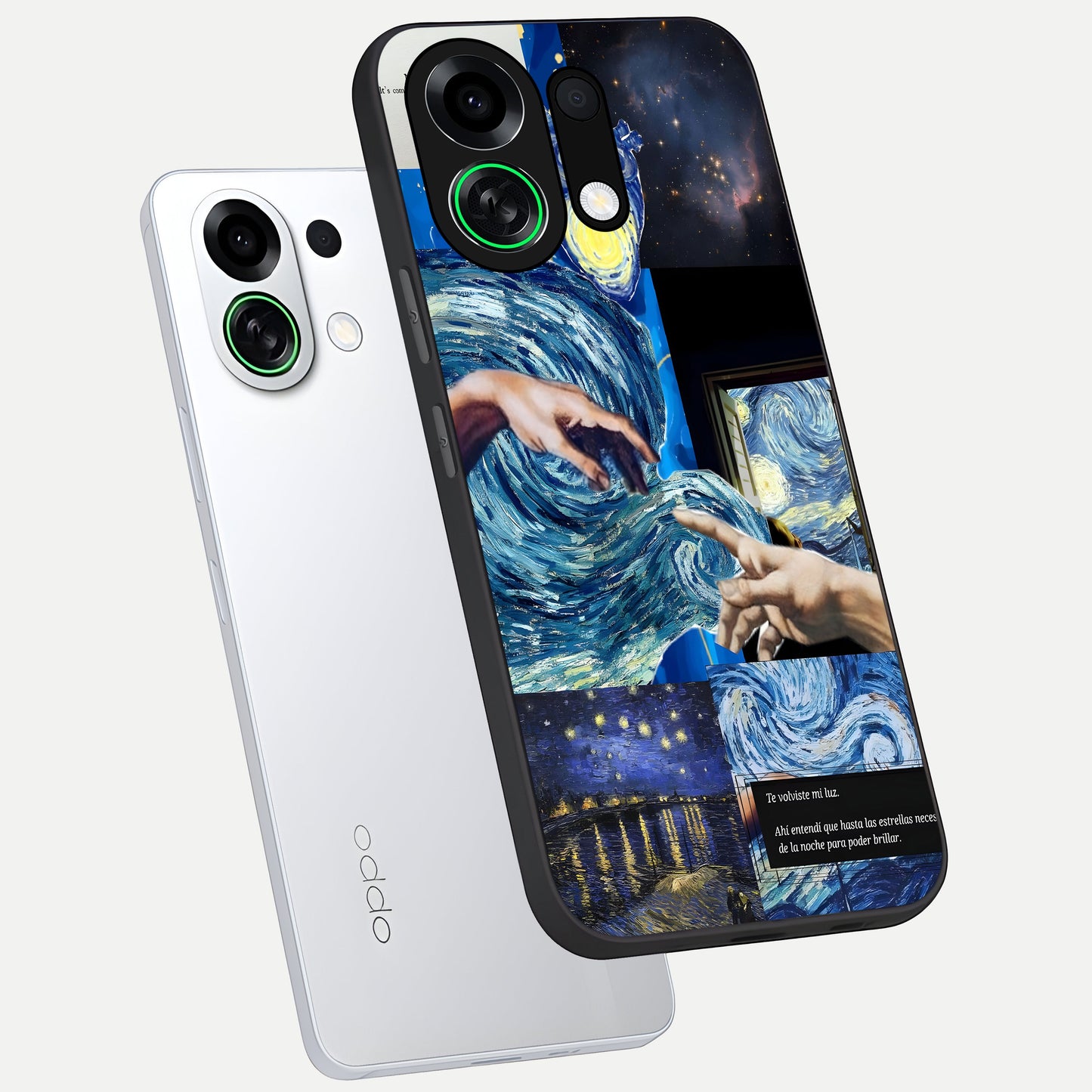  Aesthetic Vando Hands phone case For Oppo K13 Turbo showing premium glass back cover with detailed artwork