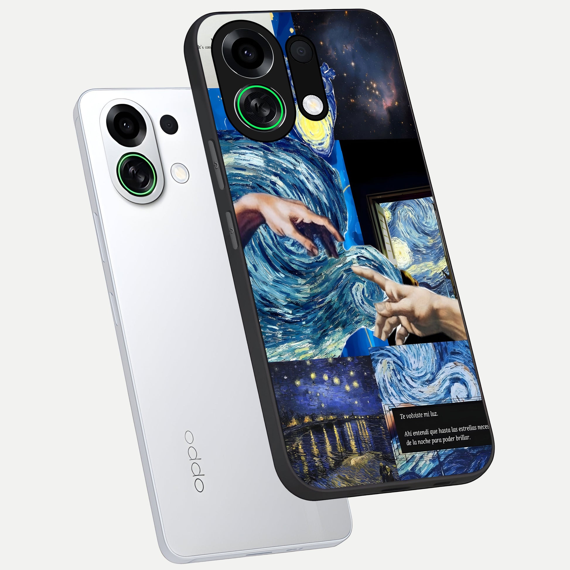  Aesthetic Vando Hands phone case For Oppo K13 Turbo showing premium glass back cover with detailed artwork