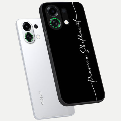  Black Tune Custom Name phone case For Oppo K13 Turbo showing premium glass back cover with detailed artwork