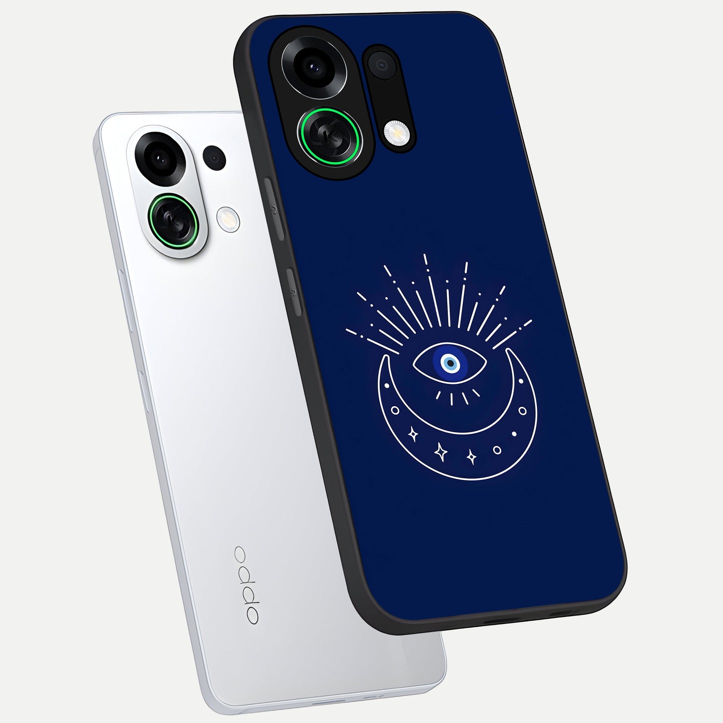  Blue Evil Eye phone case For Oppo K13 Turbo showing premium glass back cover with detailed artwork