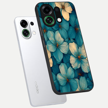  Blue Shade Floral phone case For Oppo K13 Turbo showing premium glass back cover with detailed artwork