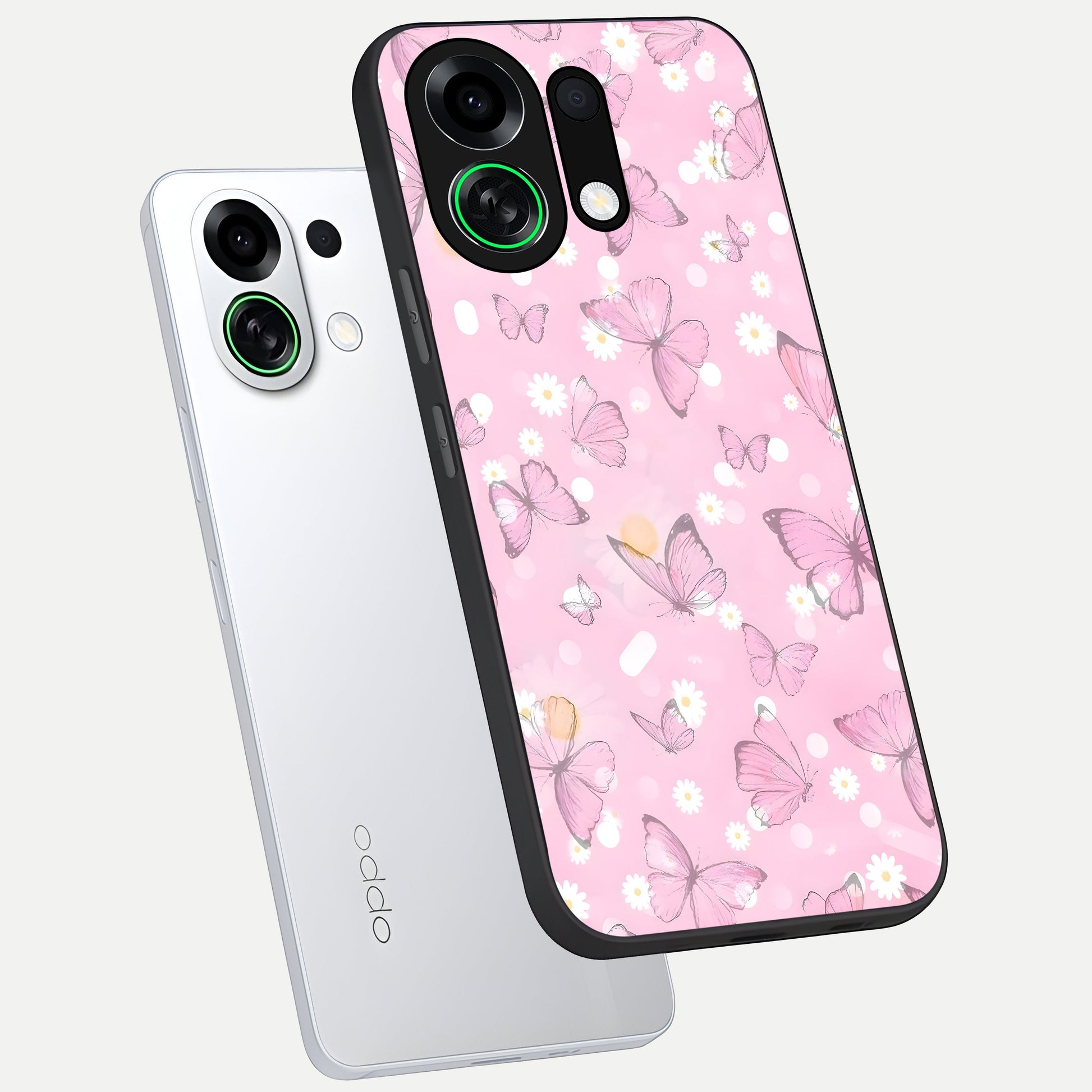  Blush Butterfly Garden phone case For Oppo K13 Turbo showing premium glass back cover with detailed artwork