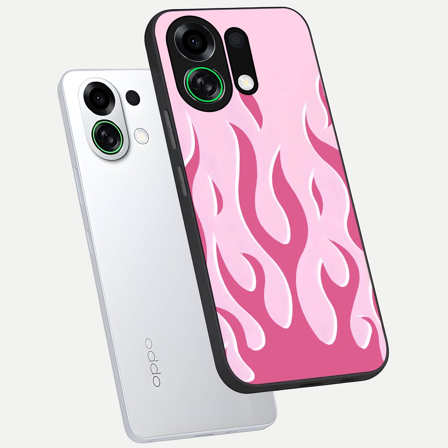  Blush Flame Energy phone case For Oppo K13 Turbo showing premium glass back cover with detailed artwork