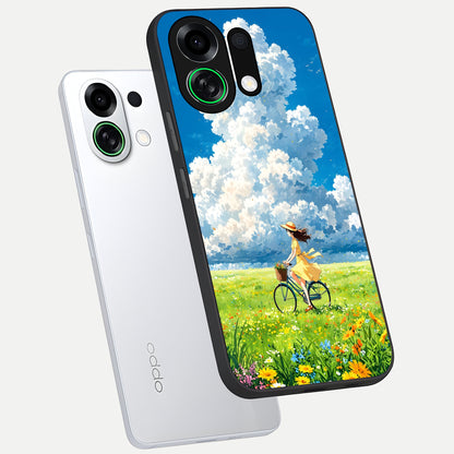  Breezy Meadow Ride phone case For Oppo K13 Turbo showing premium glass back cover with detailed artwork