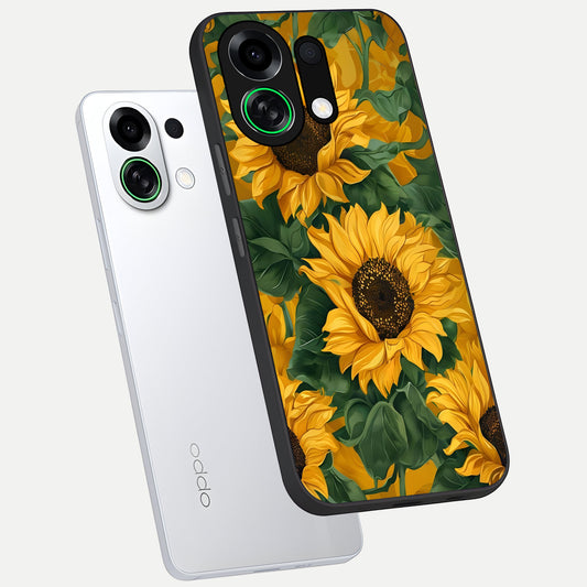  Bright Sunflower Bloom phone case For Oppo K13 Turbo showing premium glass back cover with detailed artwork