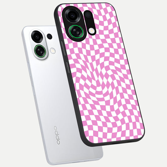  Bubblegum Check Wave phone case For Oppo K13 Turbo showing premium glass back cover with detailed artwork