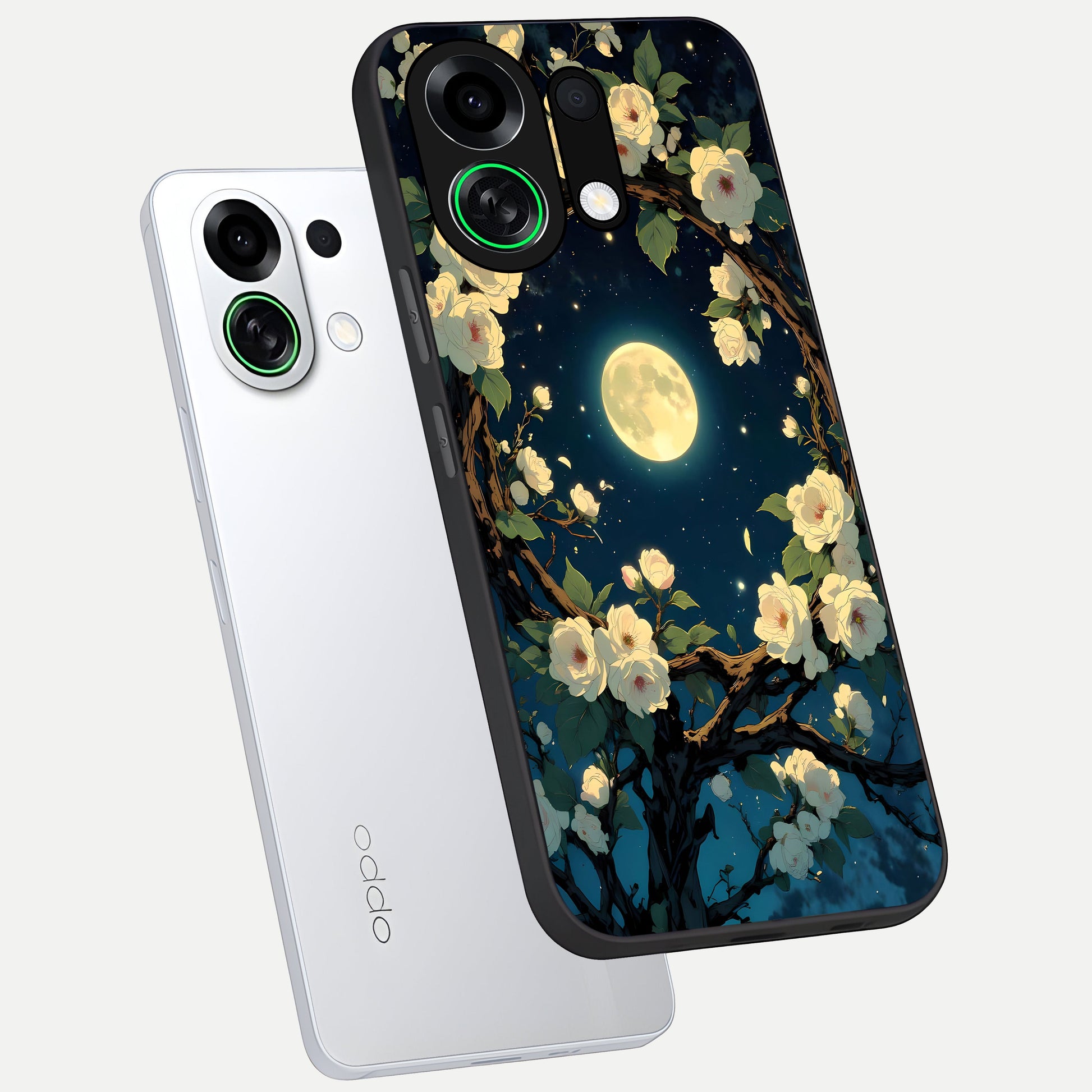  Celestial Moon And Flower phone case For Oppo K13 Turbo showing premium glass back cover with detailed artwork