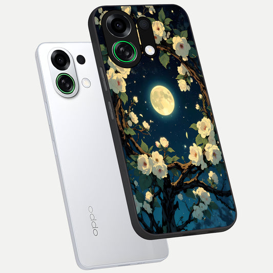  Celestial Moon And Flower phone case For Oppo K13 Turbo showing premium glass back cover with detailed artwork