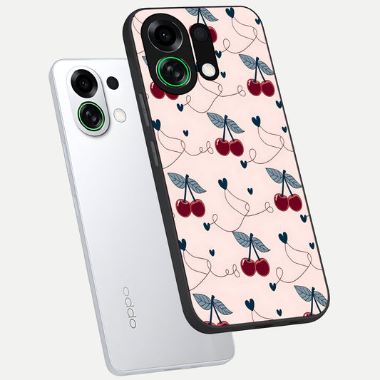  Cherry Heart Line phone case For Oppo K13 Turbo showing premium glass back cover with detailed artwork