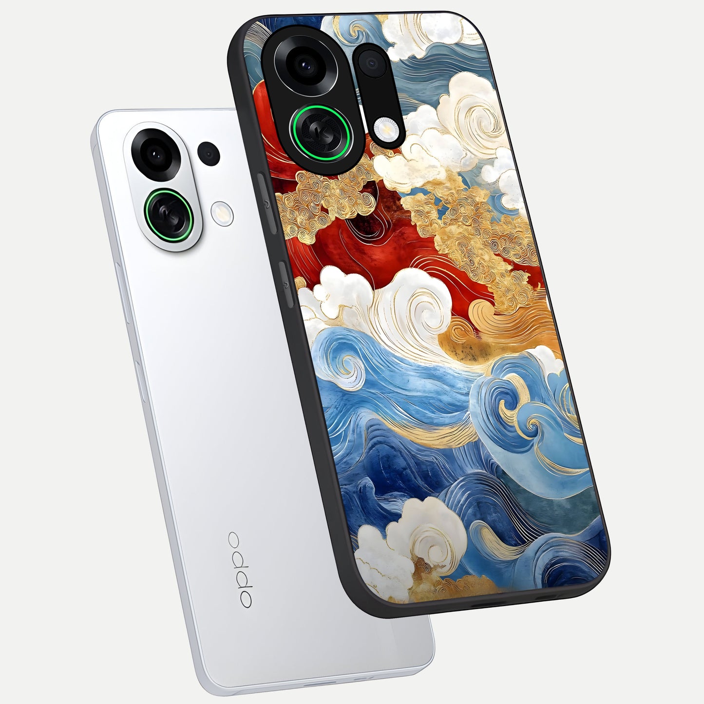  Colored Waves phone case For Oppo K13 Turbo showing premium glass back cover with detailed artwork
