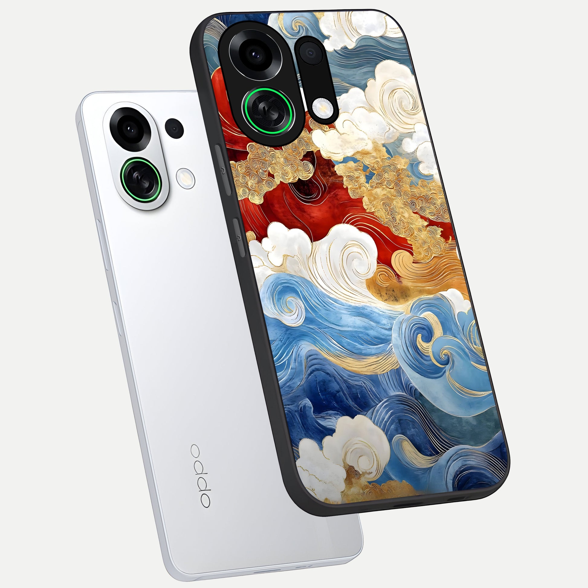 Colored Waves phone case For Oppo K13 Turbo showing premium glass back cover with detailed artwork