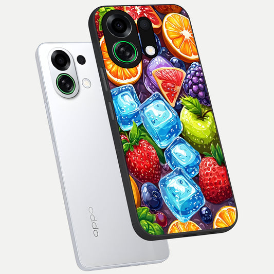 Colorful Fruits with Ice phone case For Oppo K13 Turbo showing premium glass back cover with detailed artwork