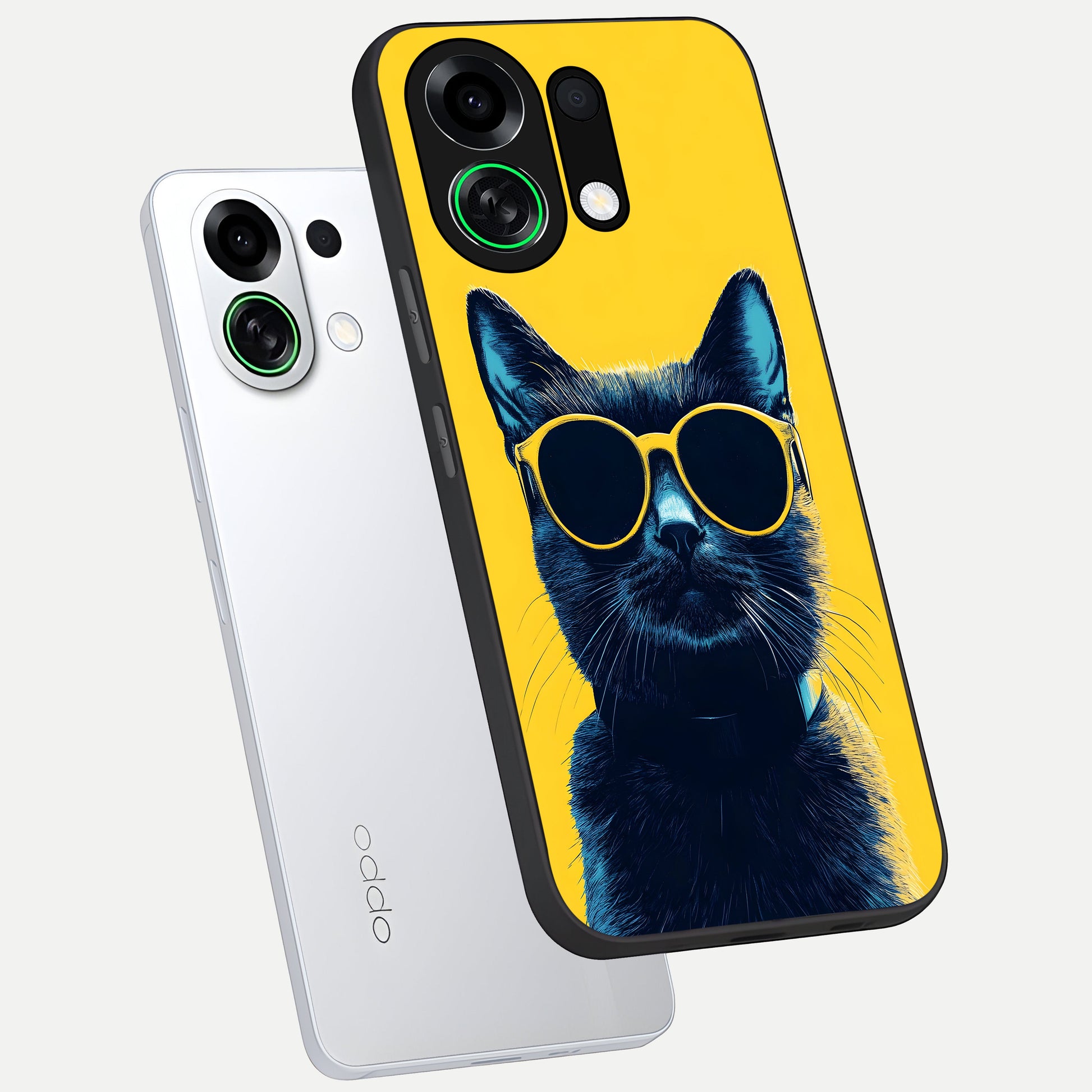  Cool Cat Vibes phone case For Oppo K13 Turbo showing premium glass back cover with detailed artwork