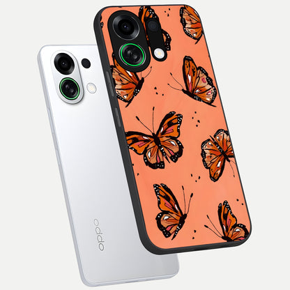  Coral Wing Butterfly phone case For Oppo K13 Turbo showing premium glass back cover with detailed artwork