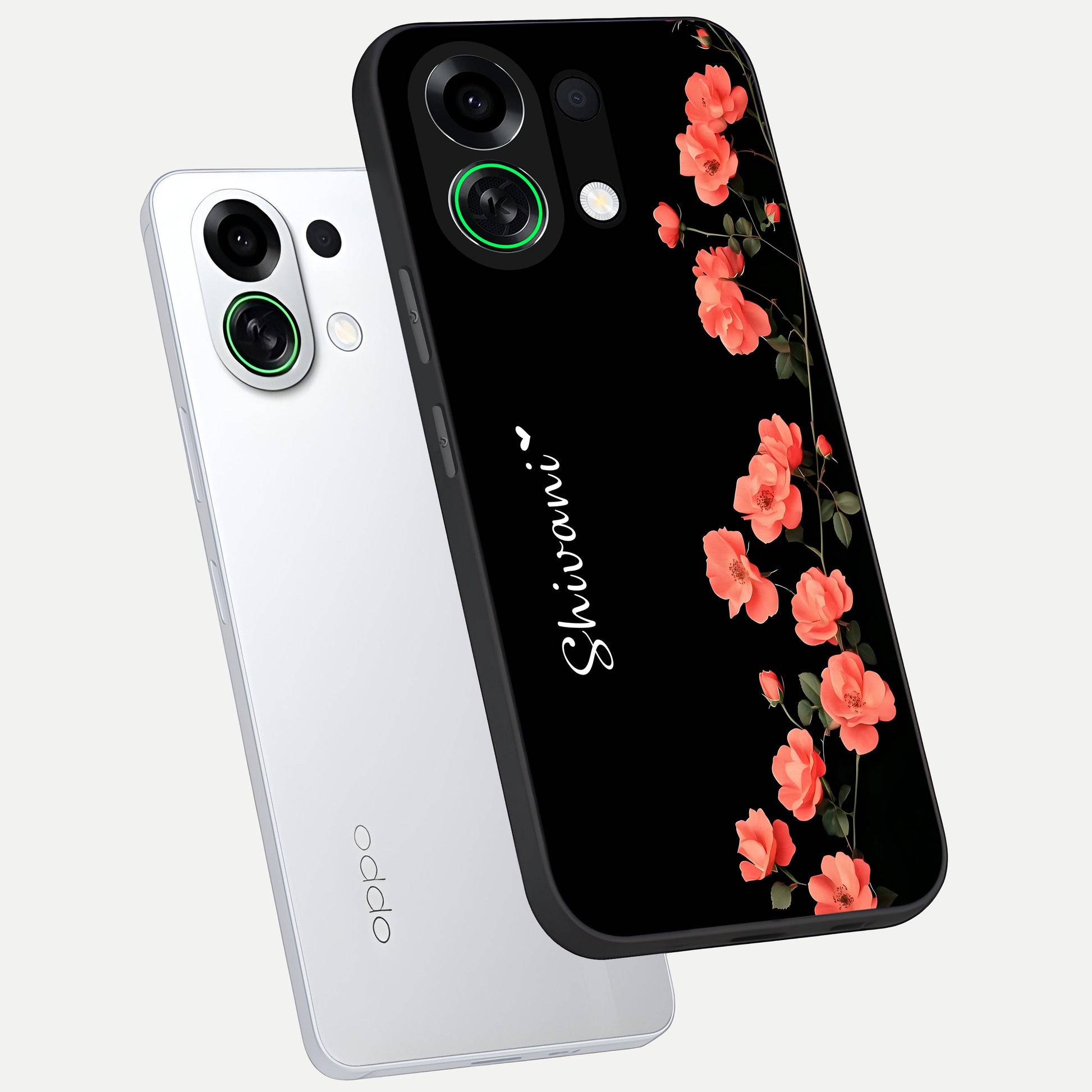  Crimson Bloom Grace Custom Name phone case For Oppo K13 Turbo showing premium glass back cover with detailed artwork