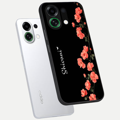  Crimson Bloom Grace Custom Name phone case For Oppo K13 Turbo showing premium glass back cover with detailed artwork
