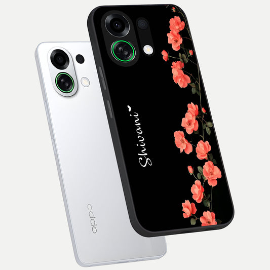  Crimson Bloom Grace Custom Name phone case For Oppo K13 Turbo showing premium glass back cover with detailed artwork