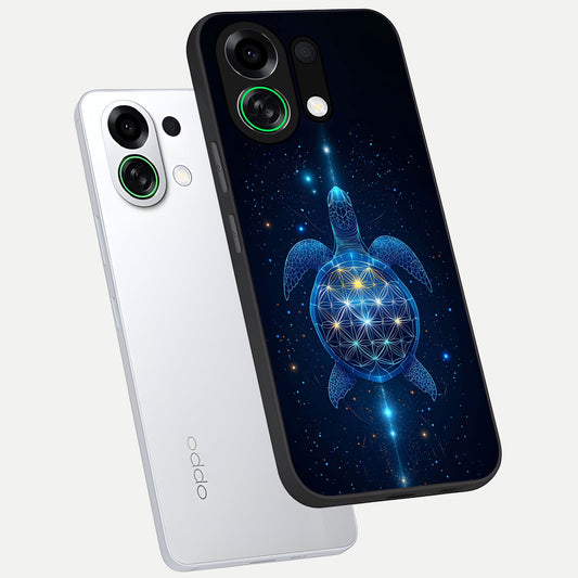  Crimson Blue Turtle phone case For Oppo K13 Turbo showing premium glass back cover with detailed artwork