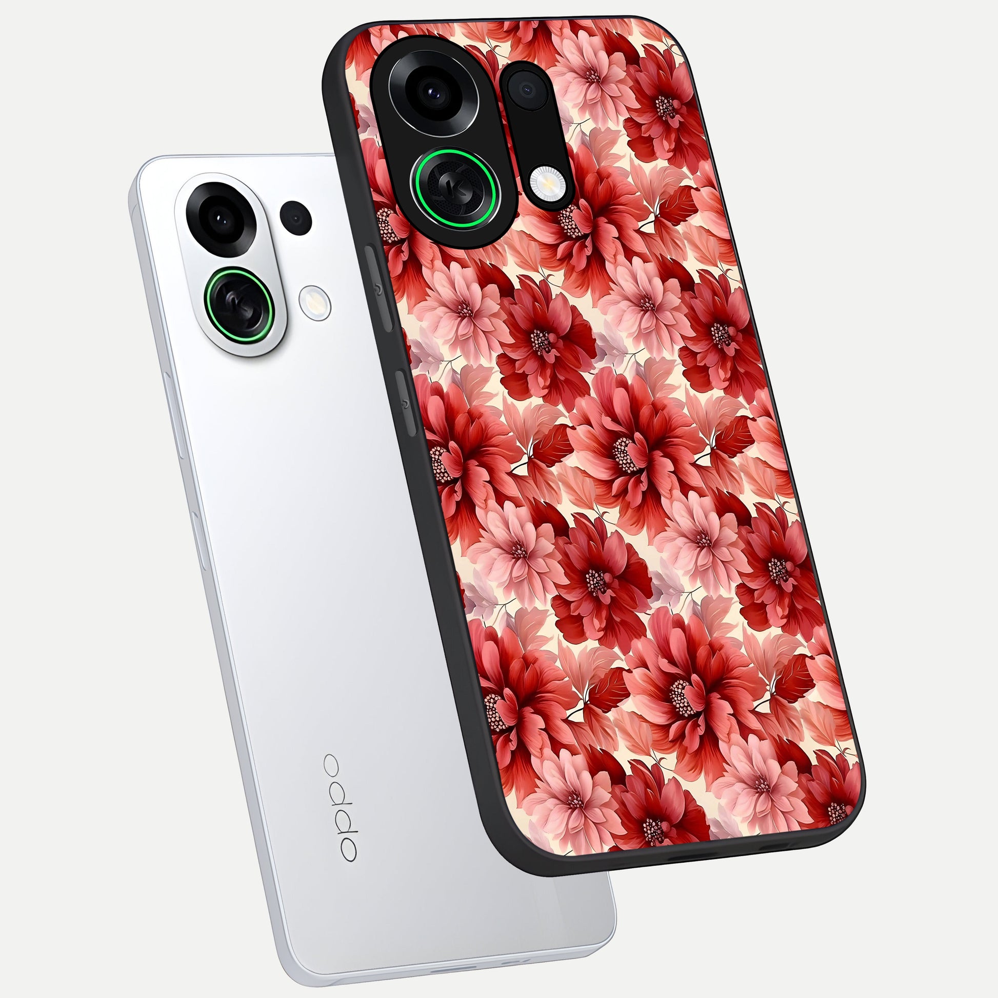 Crimson Love Petals phone case For Oppo K13 Turbo showing premium glass back cover with detailed artwork