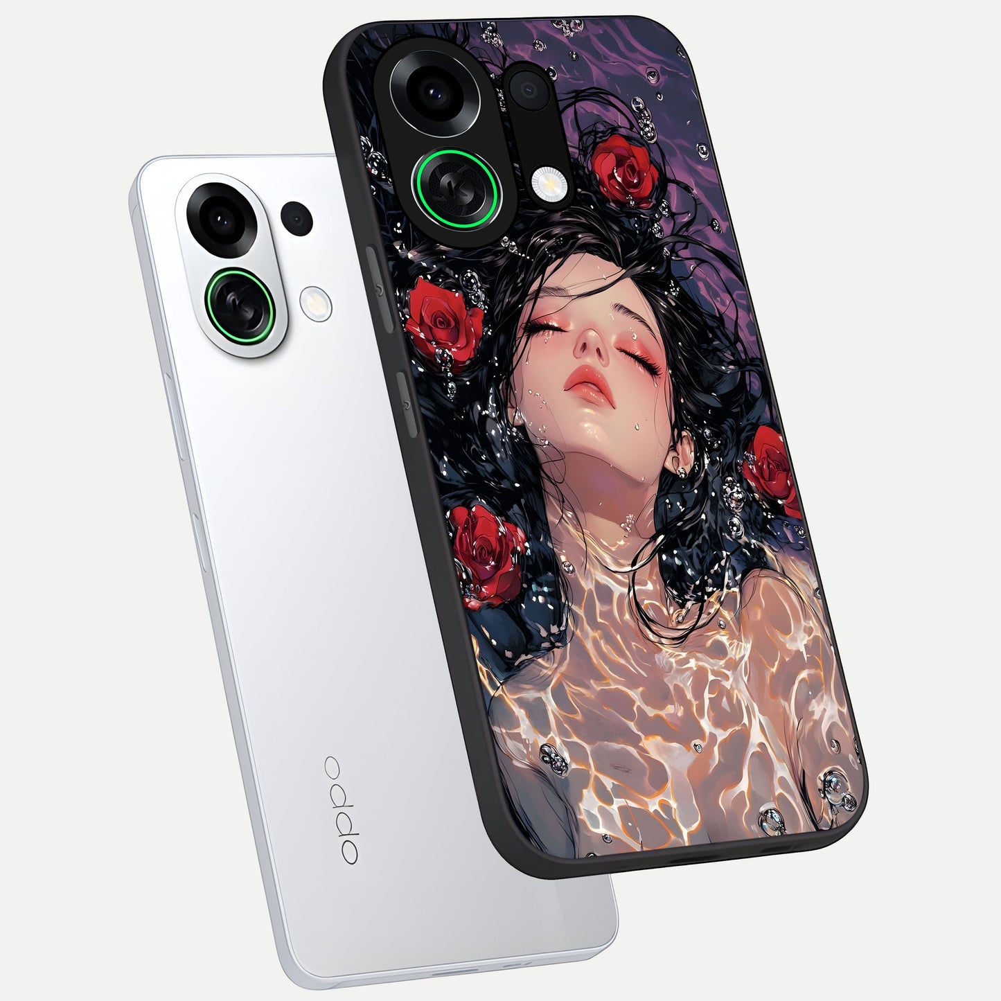  Crimson Rose Serenity phone case For Oppo K13 Turbo showing premium glass back cover with detailed artwork