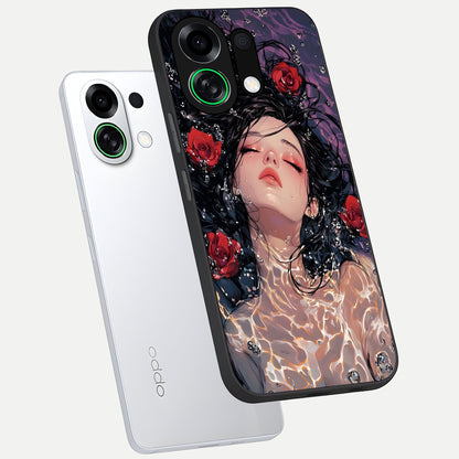  Crimson Rose Serenity phone case For Oppo K13 Turbo showing premium glass back cover with detailed artwork